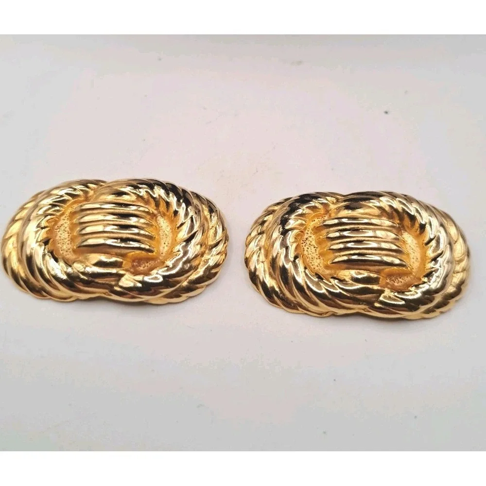 Gay Boyer Shoe Clips Gold Tone Rope Texture Knot Knotted Pair Set Vintage